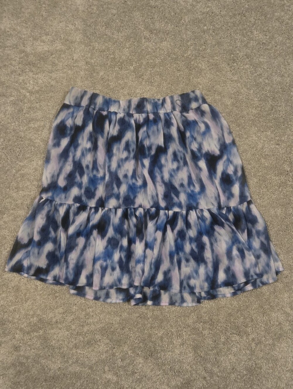 Banana Republic Abstract Blue Watercolor Tiered Ruffle Tie Waist Mini Skirt XS